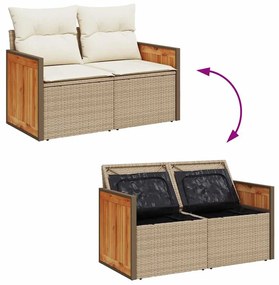 Conjunto de Sofás de Jardim vidaXL 10 Peças com Almofadas Bege Rattan