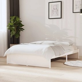 Estrutura de cama 120x200 cm madeira maciça branco