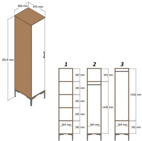 Roupeiro Kumsal S – Nogueira e Branco – 40 cm Largura x 47,5 cm Altura