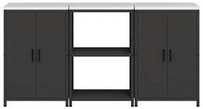 Conjunto de Armazenamento de Cozinha com prateleira 3 pcs Preto