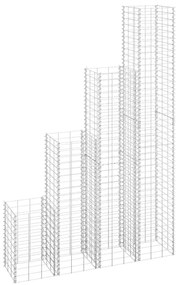 vidaXL Canteiro/gabião elevado 4 pcs 30x30x50/100/150/200 cm ferro