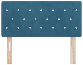 Cabeceira LED com Botão de Cristal, Almofadada Azul Escuro, 90 cm em V