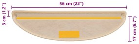 Tapetes escada adesivos aspeto sisal 15 pcs 56x17x3cm cor creme