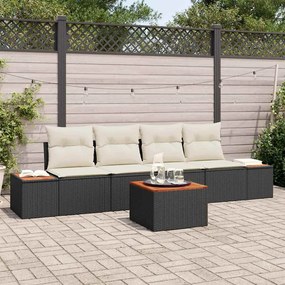 vidaXL Conjunto de Sofá de Jardim de 5 Peças com Almofadas Preto Rattan de Polipropileno