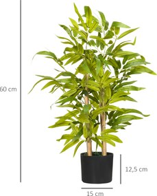 Bambu artificial, Plantas artificiais, altura 60 cm – tronco, ramos, líquen, folhas, muito realista e vaso incluído