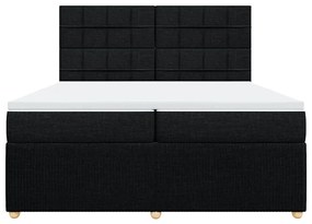 Cama com molas/colchão 200x200 cm tecido preto