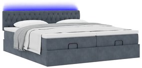 Estrutura cama otomana colchões 180x200 cm cinzento escuro