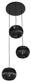 Candeeiro de suspensão moderno preto 3 luzes - Zoë Moderno