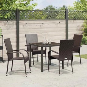 Conjunto de Jantar para Jardim 5 pcs Castanho Rattan de PE