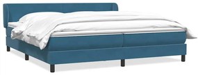 vidaXL Cama com molas colchões 200x210 cm veludo azul-escuro