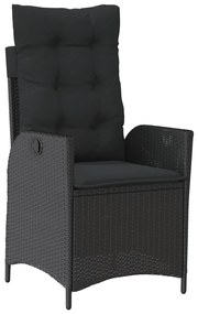 4 pcs conjunto de jardim p/ jardim c/ almofadões vime PE preto