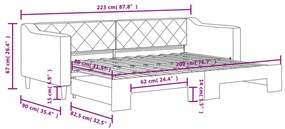 Sofá-cama com gavetão 80x200 cm tecido cor creme