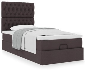 Estrutura cama otomana colchão 90x190 cm tecido castanho escuro