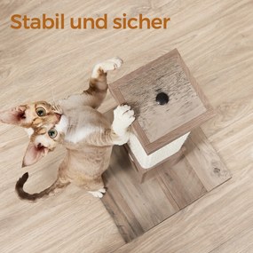 Arranhador para gatos em corda de sisal natural com bola de pelúcia 38 x 38 x 73 cm greige