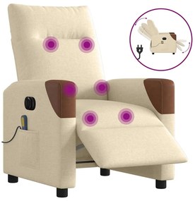 vidaXL Poltrona de massagens reclinável elétrica tecido creme