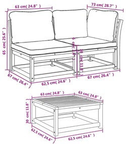 9pcs conjunto lounge jardim c/almofadões madeira maciça acácia