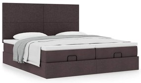 Estrutura de cama otomana com colchões tecido castanho escuro