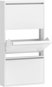 HOMCOM Armário de sapatos em metal com 3 compartimentos basculantes, armário estreito para sapatos, montado na parede, para 6 pares de sapatos, branco | Aosom Portugal