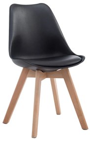 Cadeira de cozinha e sala de jantar Borneo V2 em couro sintético com estrutura em Cor Natural 48 x 84 x 41,5 cm Preto