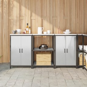 vidaXL Conjunto de Armazenamento de Cozinha com prateleira 3 pcs Prata
