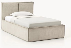 Cama de solteiro em bombazina com arrumação Dream