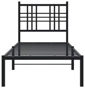 Estrutura de cama com cabeceira 75x190 cm metal preto