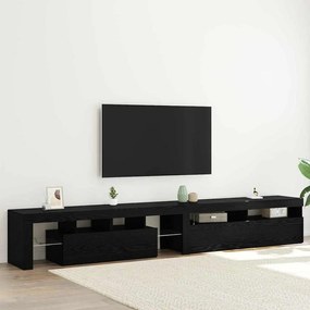 vidaXL Gabinetes de TV 2 pcs com Luzes LED Carvalho Preto Madeira Ingenheirada