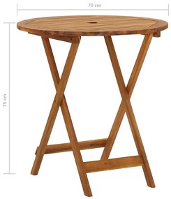 3 pcs conjunto jantar dobrável p/ jardim madeira acácia maciça