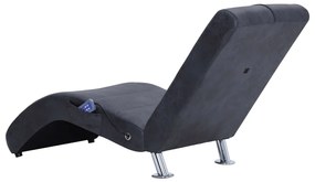 Chaise longue de massagem c/ almofada camurça artif. cinzento