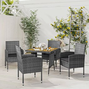vidaXL 5 pcs conjunto de jantar para exterior vime PE cinzento