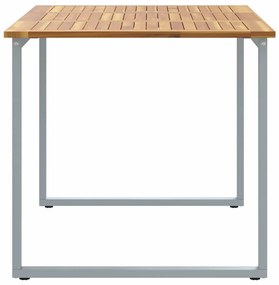 Mesa de Jantar Exterior vidaXL Cinza 140x80x75 cm Aço e Madeira Sólida