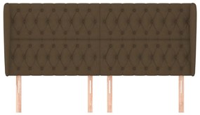 Cabeceira cama c/ abas tecido 203x23x118/128 cm castanho-escuro