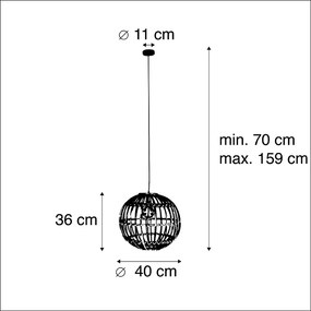 Candeeiro de suspensão rural de bambu natural - Cane Ball 40 Country / Rústico