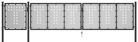 vidaXL Portão de jardim 500x75 cm aço preto