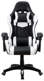 Cadeira de escritório SAKHIR, gaming, pele sintética preta e branca