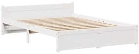 Cama sem colchão 140x200 cm madeira de pinho maciça branco