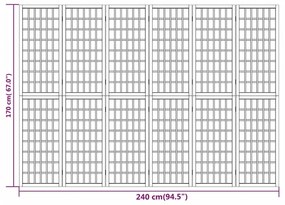 Biombo dobrável com 6 painéis estilo japonês 240x170 cm preto