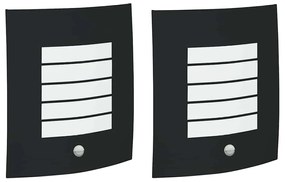 Luzes de Parede com Sensor 2 pcs Aço Inoxidável Preto IP44