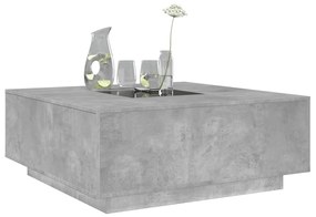 Mesa de centro luzes LED Infinity 100x100x40cm cinzento cimento