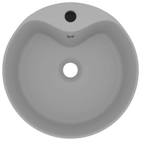 Lavatório com extravasamento 36x13 cm cerâmica cinza-claro mate
