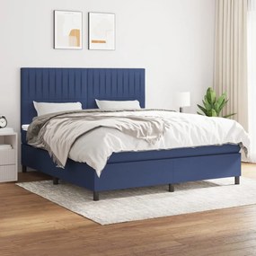 vidaXL Cama com molas/colchão 180x200 cm tecido azul