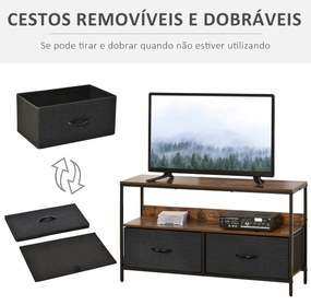 Móvel de TV Ludi com Gavetas em Tecido - Design Rústico