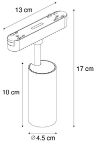 LED Foco Moderno Preto para Sistema de Trilho Monofásico 9W 3000K - Magnetic Gert Moderno