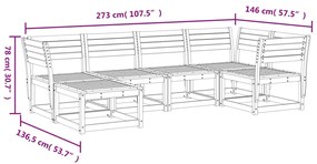 6 pcs conjunto sofás de jardim madeira de pinho maciça