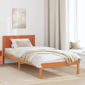 vidaXL Estrutura de Cama de Madeira de Pinho Castanho Encerado