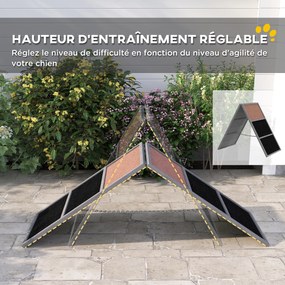 Rampa de agilidade para cães, equipamento de agilidade para cães, estrutura em A, superfície antiderrapante, 173 x 59 x 66 cm, cinzento