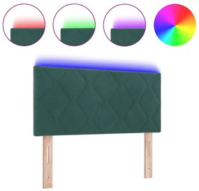 Cabeceira LED Blocos de Diamante Verde Escuro 100 cm de Veludo