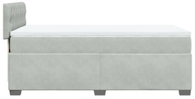 Cama com molas/colchão 90x200 cm veludo cinza-claro