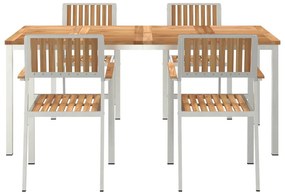 Conjunto de Jantar de Jardim vidaXL 5 Peças Madeira de Teca Maciça
