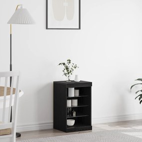 Buffet vidaXL com Luzes LED Carvalho Preto 41x37x67 cm
